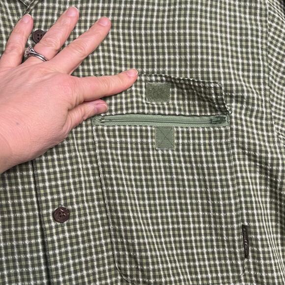 EXOFFICIO BUZZ OFF Medium Green Off-White Bug Repellent Button Up Shirt Outdoors - Picture 5 of 5
